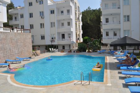 Ferie lejlighed på 110 m2 i Vest Tyrkiet, strand 400 m, 3 soveværelser, pool, med fantastisk udsigt
